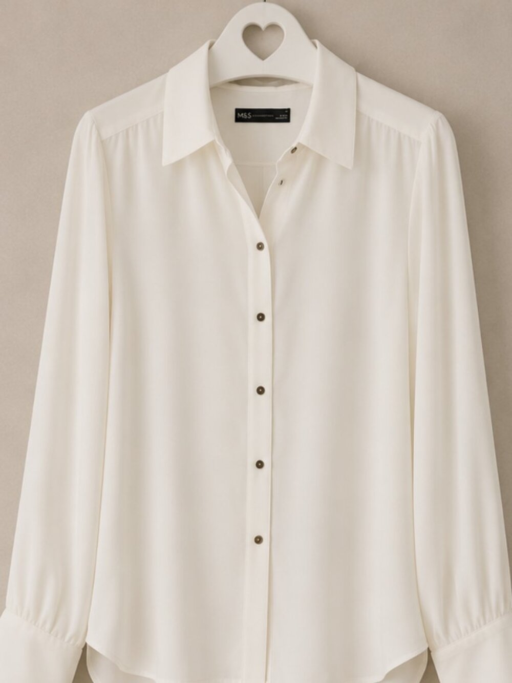 NWOT M&S Collection Ivory Flowy Button-Down Blouse Size 12 100% Polyester